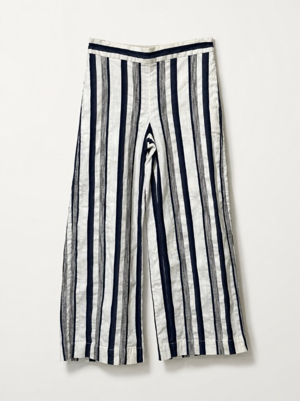 LOFT Outlet Navy White Striped Wide Leg Crop Pants Small - Picture 3 of 15